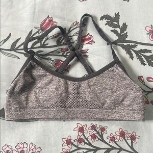 Hanes Gray Crisscross Sports Bra Light Support (S)